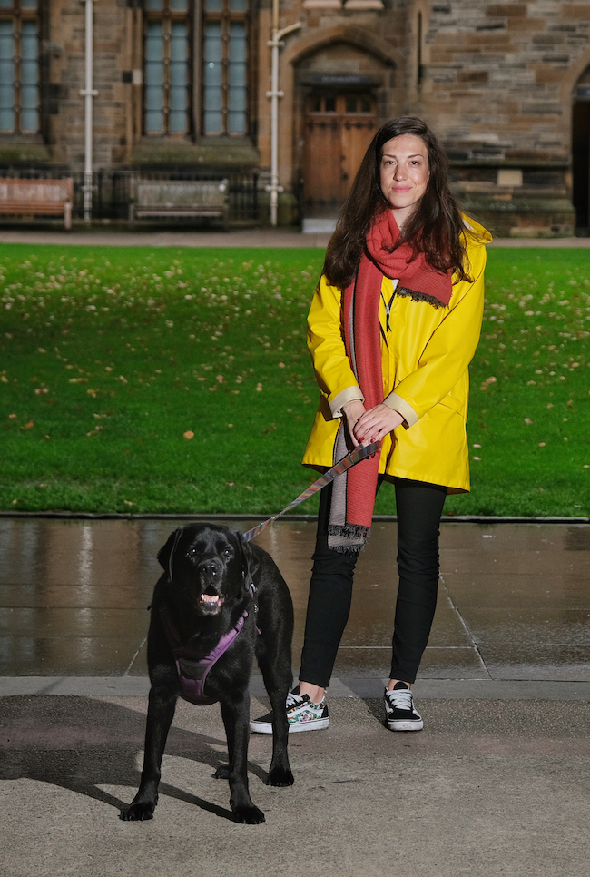 Dr Ilyena Hirskyj-Douglas, developer of DogPhone, with her dog Zack