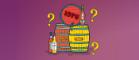Cartoon image of whisky barrels and whisky bottles surrounded by question marks.