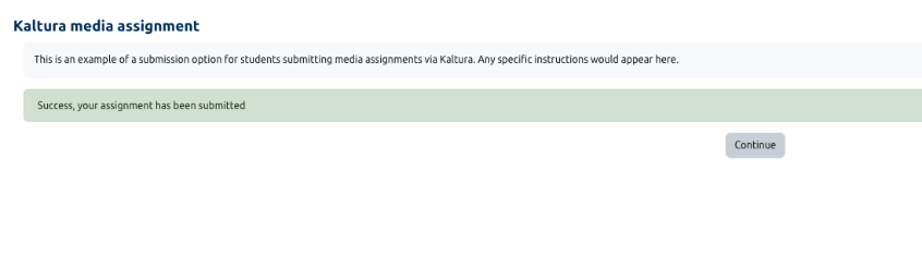 A screenshot of Moodle showing the confirmation message after submitting an assignment