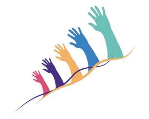 Illustration of differently coloured raised hands
