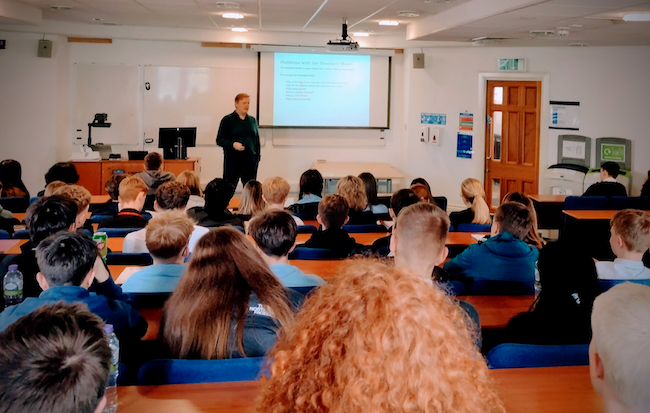 A picture of a group of high schoool students attending a particle physics 'masterclass' at the University of Glasgow's School of Physics & Astronomy