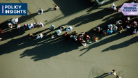 An arial view photo of people forming a line