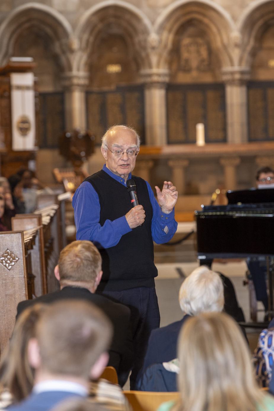 John Rutter speaking with the audience