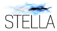 The logo of the STELLA project, an abstract image above the word 