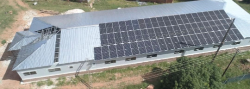 Picture of roof of the Lasaka-Blantyre-Blantyre Laboratory showing the solar panels