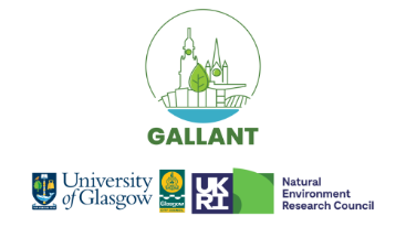 Logos: GALLANT, UofG, Glasgow City Council and NERC