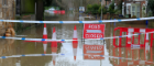 A flooded road in the UK