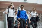 Group of school pupils on stairs