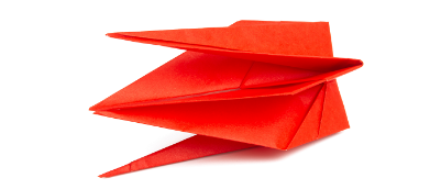 Red origami paper with white background