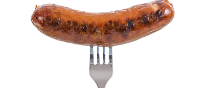 Sausage on a fork