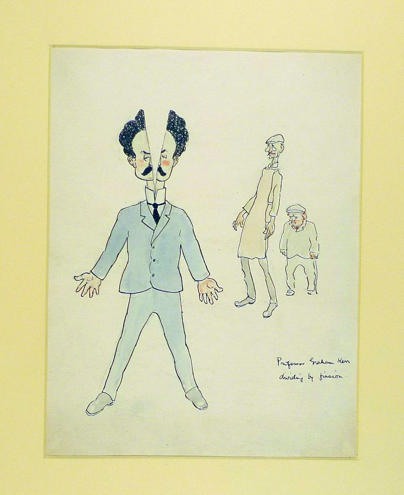 Cartoon of Professor Graham Kerr dividing by fission