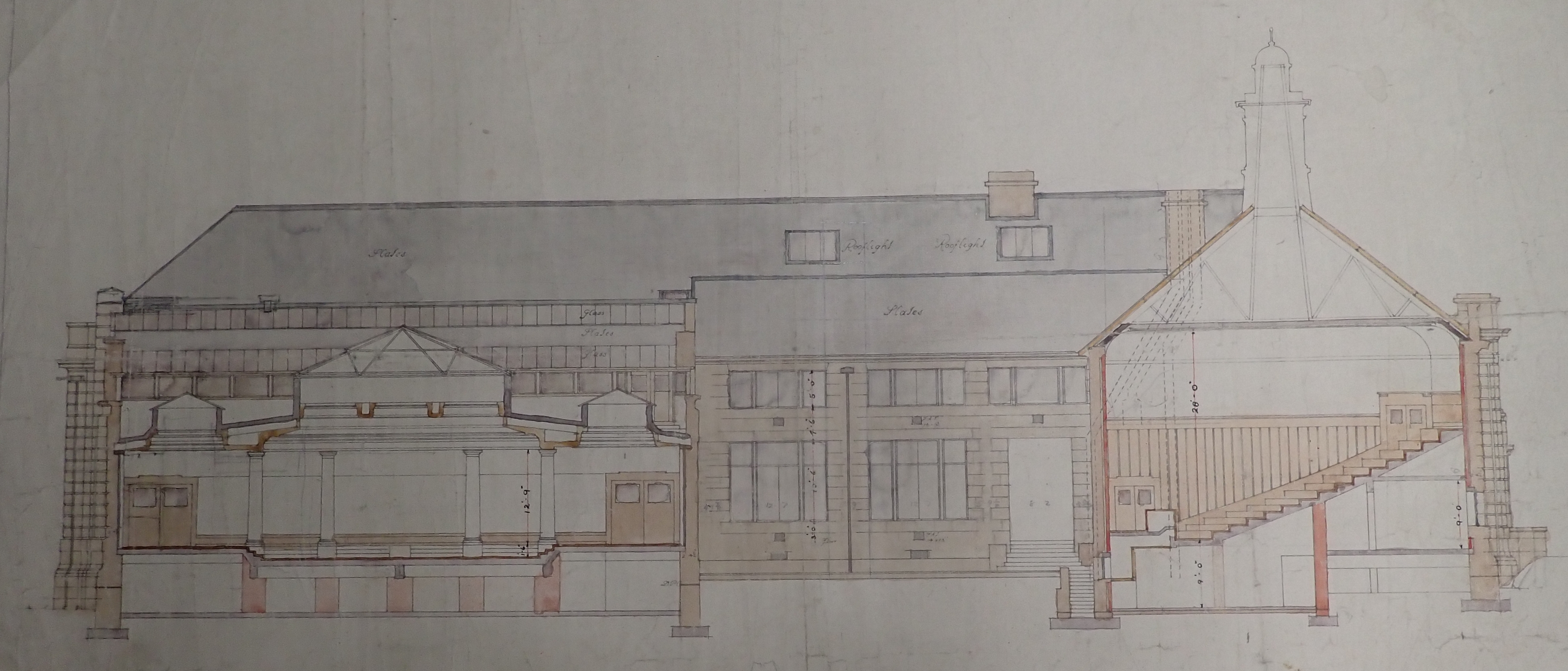 Architect's sectional drawing for the new building