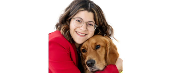 A student with her guide dog