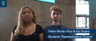 Iris Duane and Pablo Moran Ruiz of the Students' Representative Council standing in front of the Together Against Gender-Based Violence art installation at the JMS