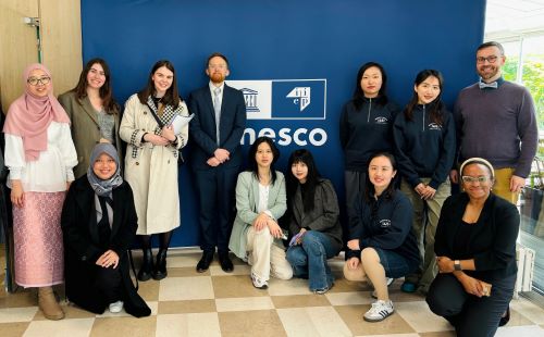 students at Unesco headquarters in Paris