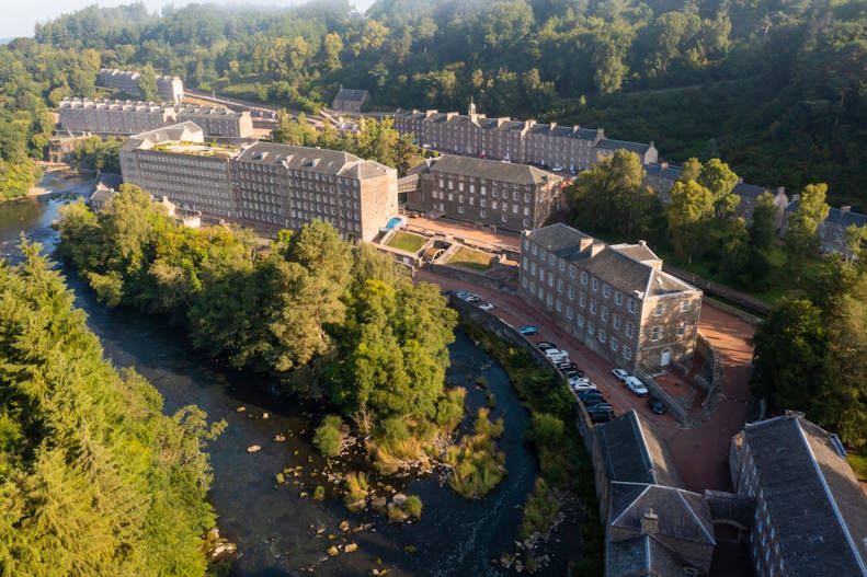 Aerial photo of New Lanark