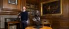 of Robert Burns. Over the fireplace is Robert Burns’s Apron. The restored apron is from Lodge St Andrew, No 179 Dumfries and to the right of the photo is a painting entitled “ The inauguration of Robert Burns as Poet Laureate of The Lodge Canongate Kilwinning. 1 st March 1787” Credit Martin Shields