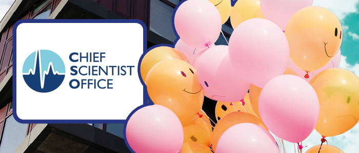 The Chief Scientist Office Logo; a cluster of balloons with a mixture of happy and sad faces.