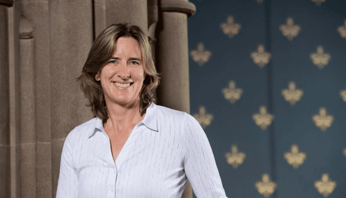 Dame Katherine Grainger wearing white shirt