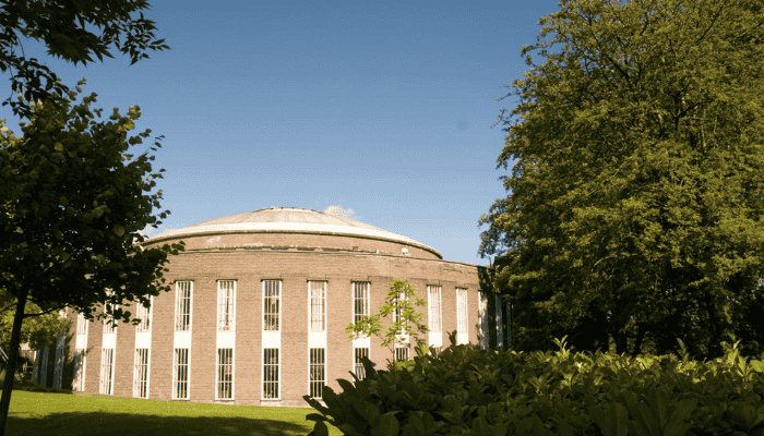 Circular building in the sunshine