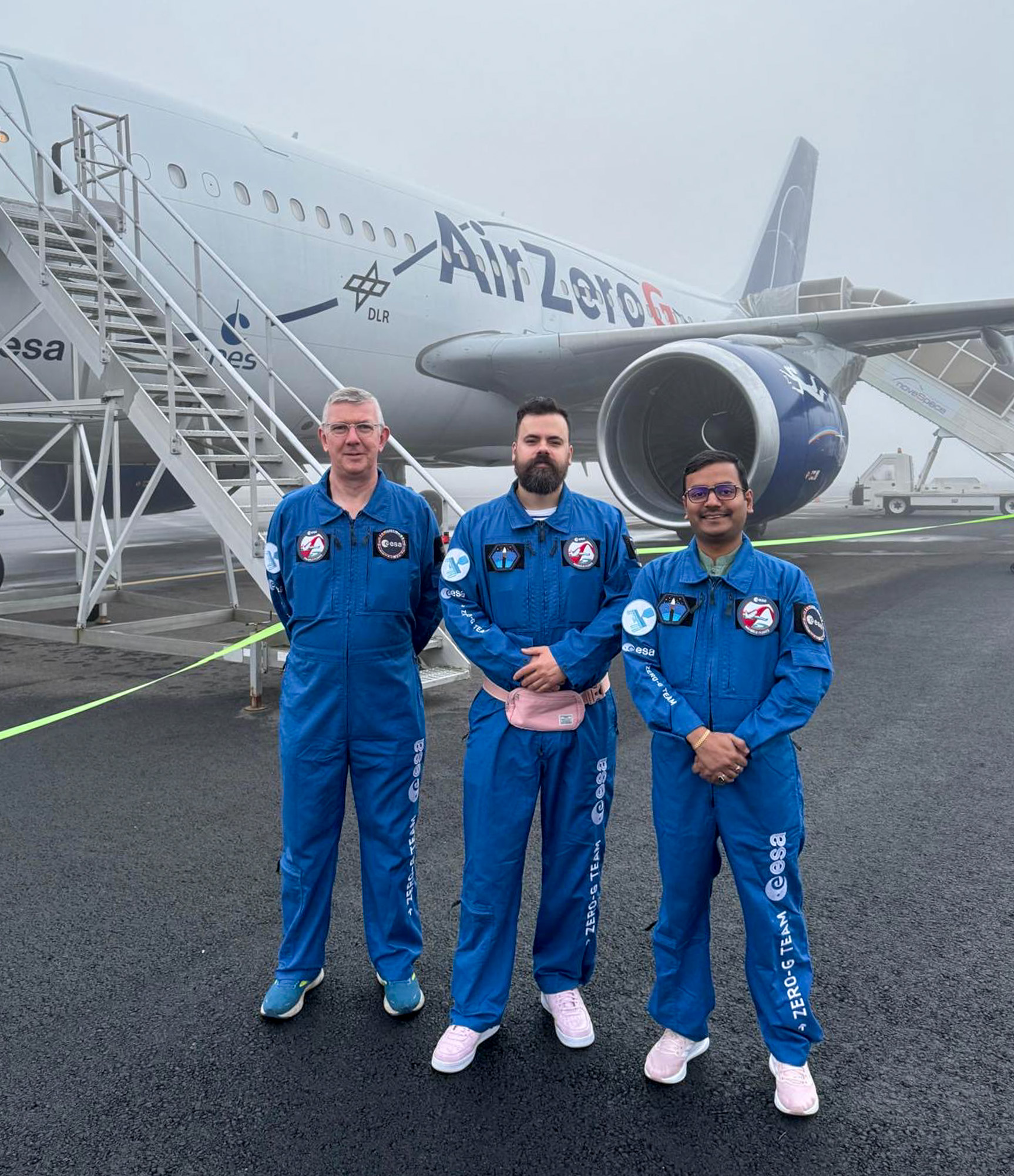 Gilles Bailet and team outside the parabolic flight plane