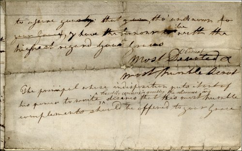 Third page of a draft letter by Adam Smith concerning Professor John Anderson and an extended stay abroad, c1755.  (GUAS Ref: 15626, p3.  Copyright reserved.)
