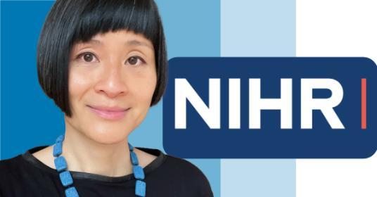 Portrait of Olivia Wu next to the National Institute for Health and Care Research (NIHR) Logo