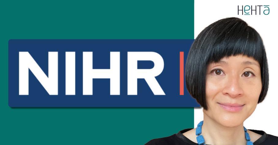 Portrait of Olivia Wu next to the National Institute for Health and Care Research (NIHR) Logo