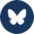 Bluesky butterfly icon in dark blue circle