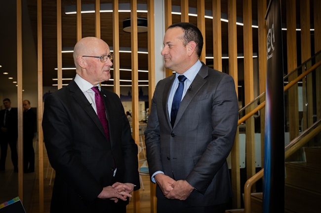 Left to right First Minister John Swinney and former Irish Taoiseach Leo Varadkar speaking at the Scottish Council on Global Affairs event in St Andrews