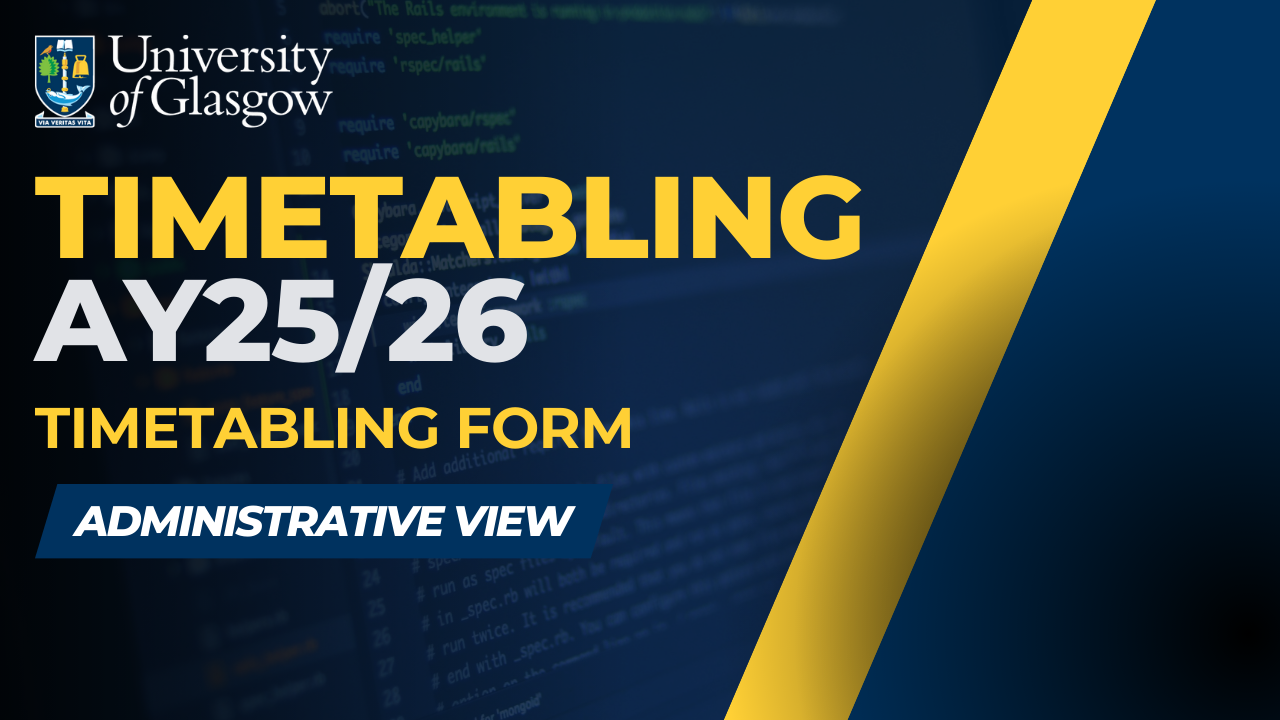 Timetabling AY 25/26 on a blue background
