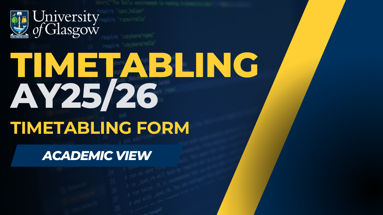Timetabling AY 25/26 on a blue background