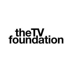 Black text on white background reading the TV foundation