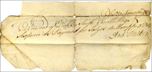 Receipt for books from Andrew Stalker, 20th November 1759. (GUAS Ref: GUA 21149. Copyright reserved.) 