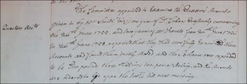Report on Adam Smith's accounts for Cullen and Rouet's terms, as recorded in the Senate minutes, 4th March 1760. (GUAS Ref: GUA 26642, p2. Copyright reserved.) 