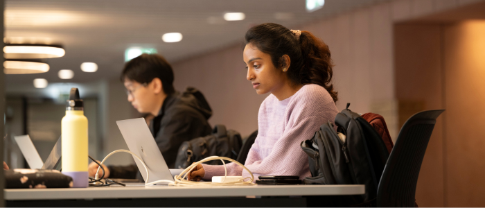 Student sitting at a desk with a laptop