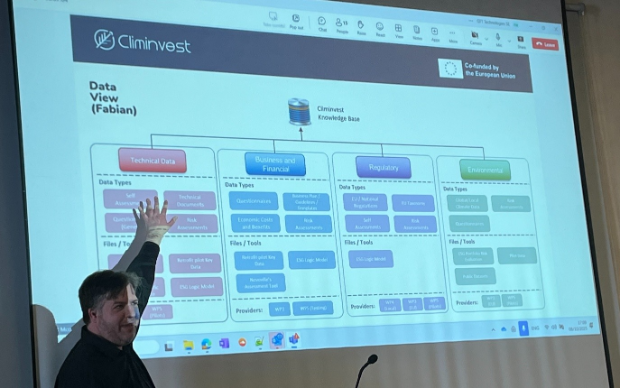 Photo of Dr Richard Mccreadie presenting at the first general assembly for the Horizon Europe Climinvest project
