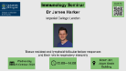 Flyer for Immunology seminar, Dr James Harker, of which the date, time, location and title are included in the accompanying text