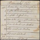 The thirteenth page from Andrew Service's logbook recording events on board HMS Medusa. This page, dated 1807, covers the period from 8th October 1807 to 18th May 1808, and the return voyage from the River Plate to England, and then onto Labrador. (GUAS Ref: UGC 182. Copyright reserved.) 