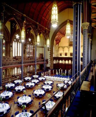 Bute Hall set for a wedding reception