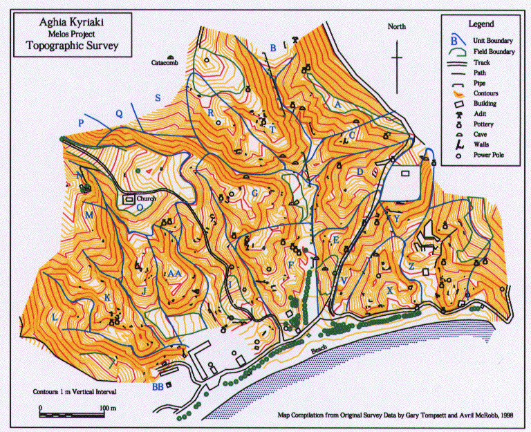 topographic contoured map of Aghia Kyriaki with features