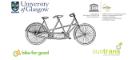 Refugee Cycle 2018 banner with logos for UNESCO Chair in Refugee Integration through Languages and the Arts, University of Glasgow, bike for good and sustrans