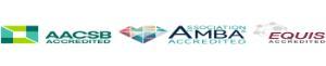 An image of three accreditation logos - AACSB, AMBA and EQUIS