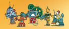 Several cartoon robots 