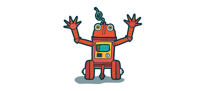 A cartoon red robot.