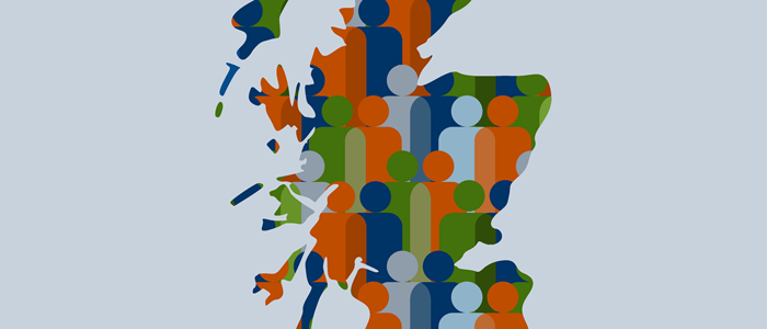 Map of Scotland with people represented as jigsaw pieces