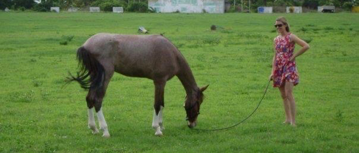 Photo of Miriam Yentumi standing next to a horse