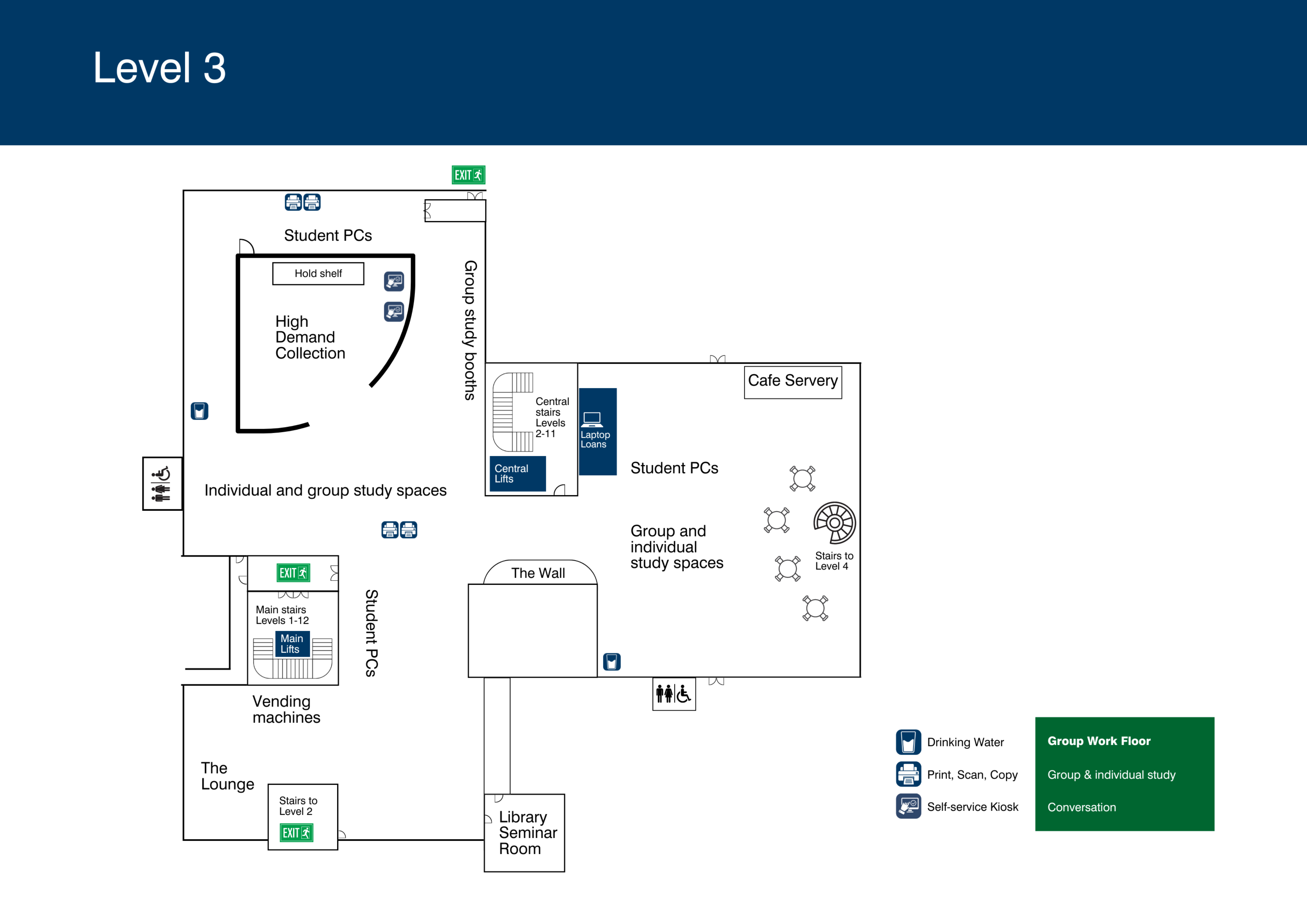 Library level 3 floorplans